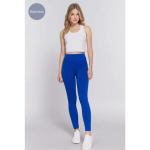 Active USA - Royal Blue Inner Brushed Seamless Leggings - One Size