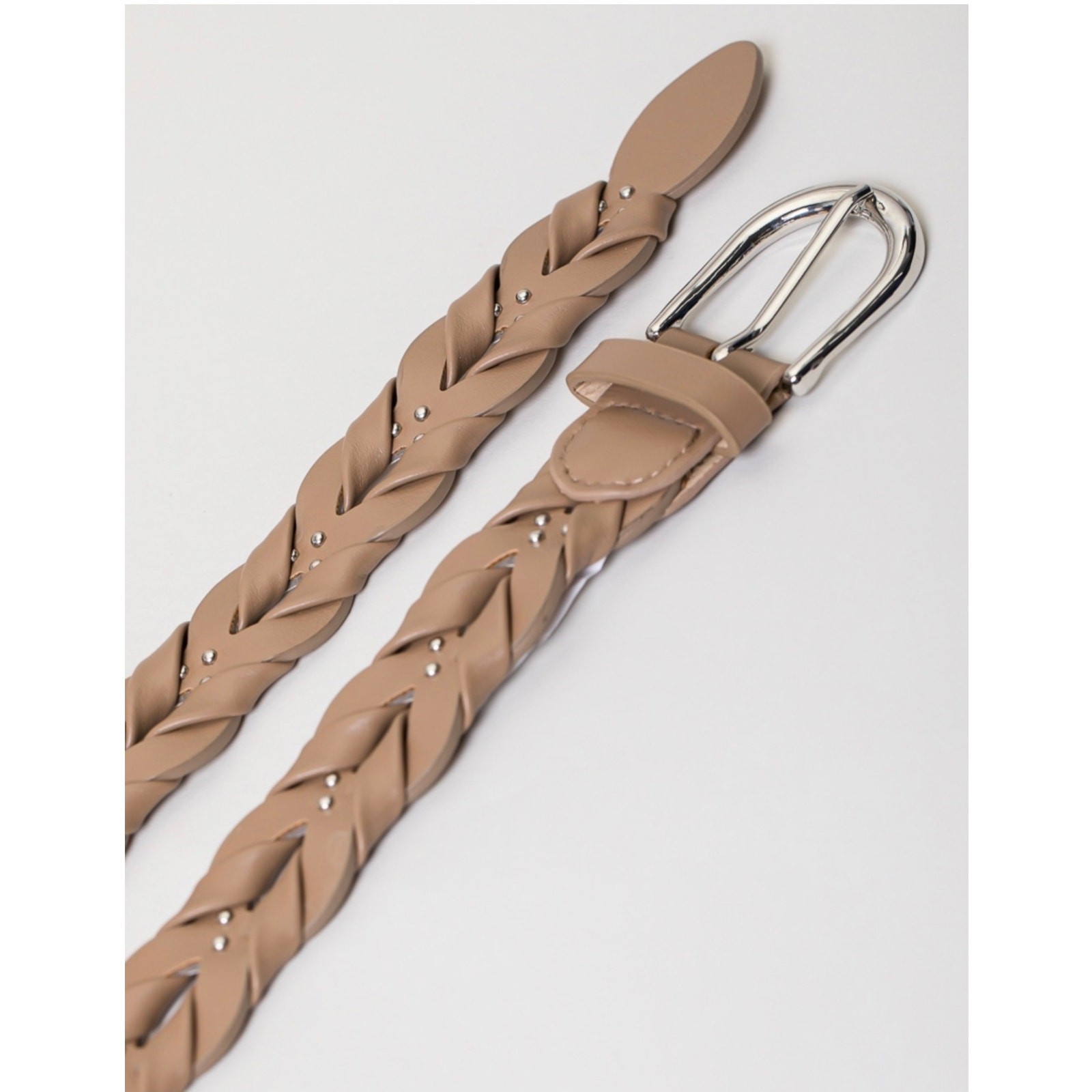 Black Pearl Chic Braided Vegan Leather Belt - 41" - Image 5