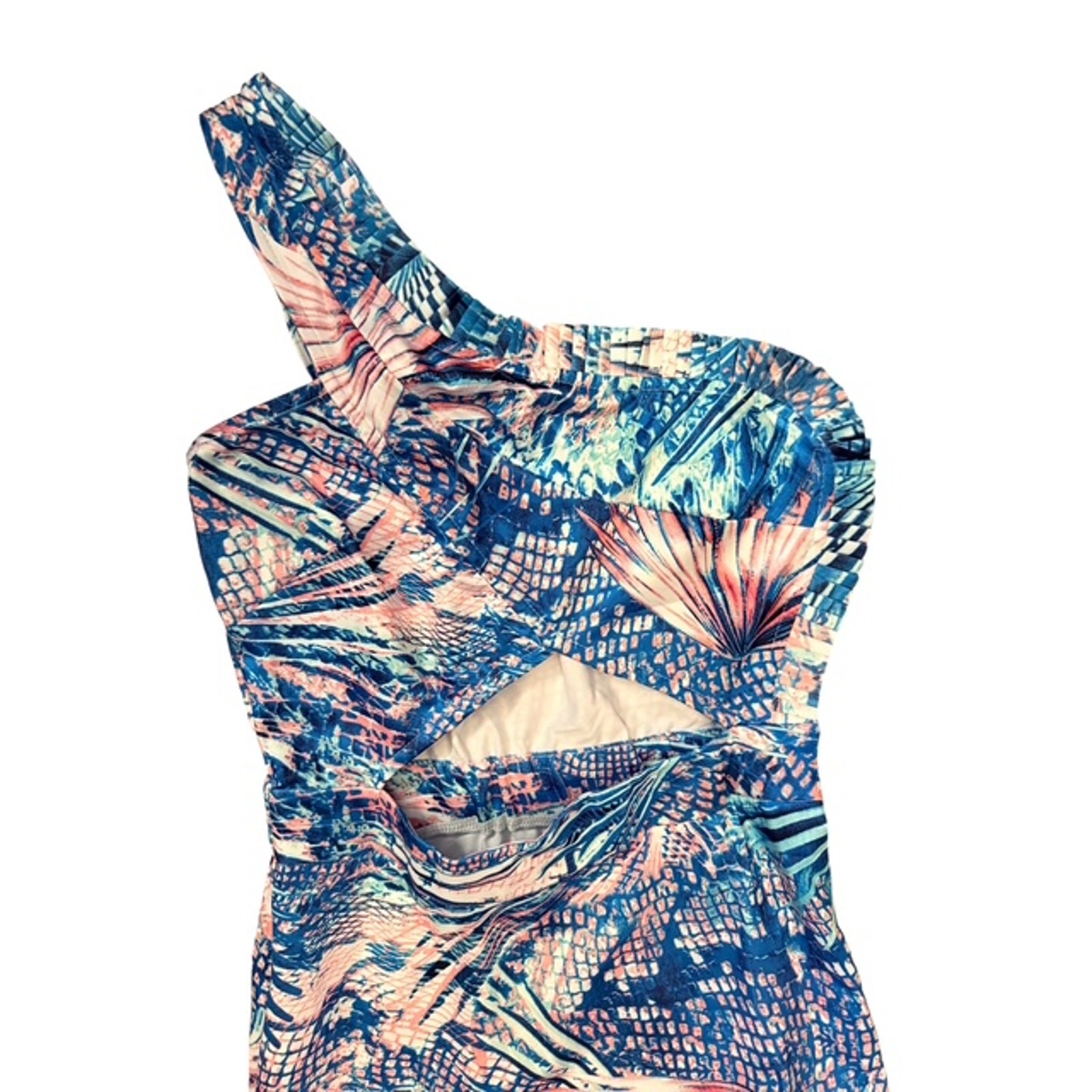 Chicways - Tropical One Shoulder Cutout Maxi Dress - Large - Image 3