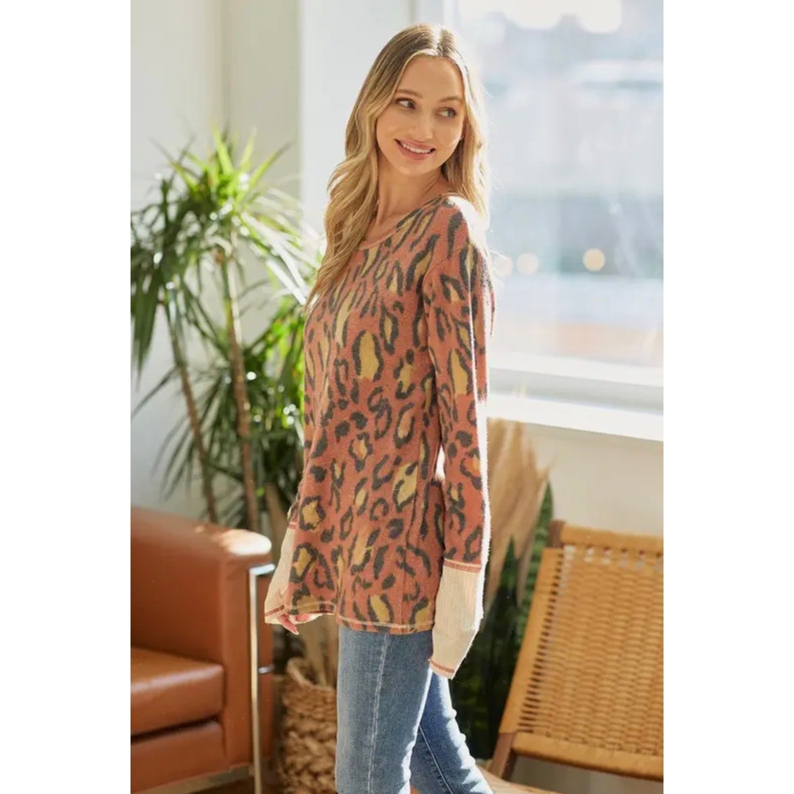 Lovely Melody - Leopard Print Long Sleeve Sweatshirt - Medium (NWOT) - Image 3