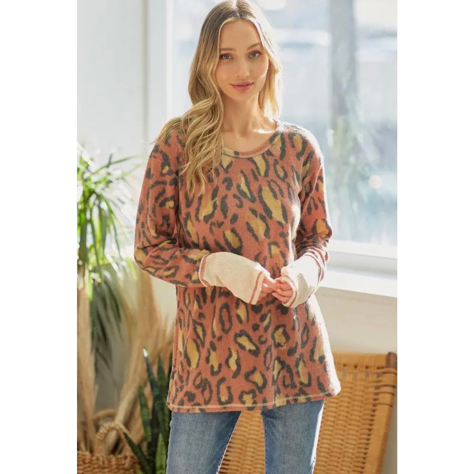 Lovely Melody - Leopard Print Long Sleeve Sweatshirt - Medium (NWOT)