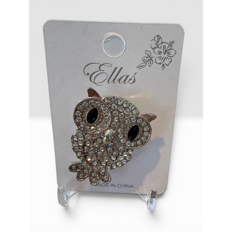 Wise Old Owl - Silvertone and Rhinestones
