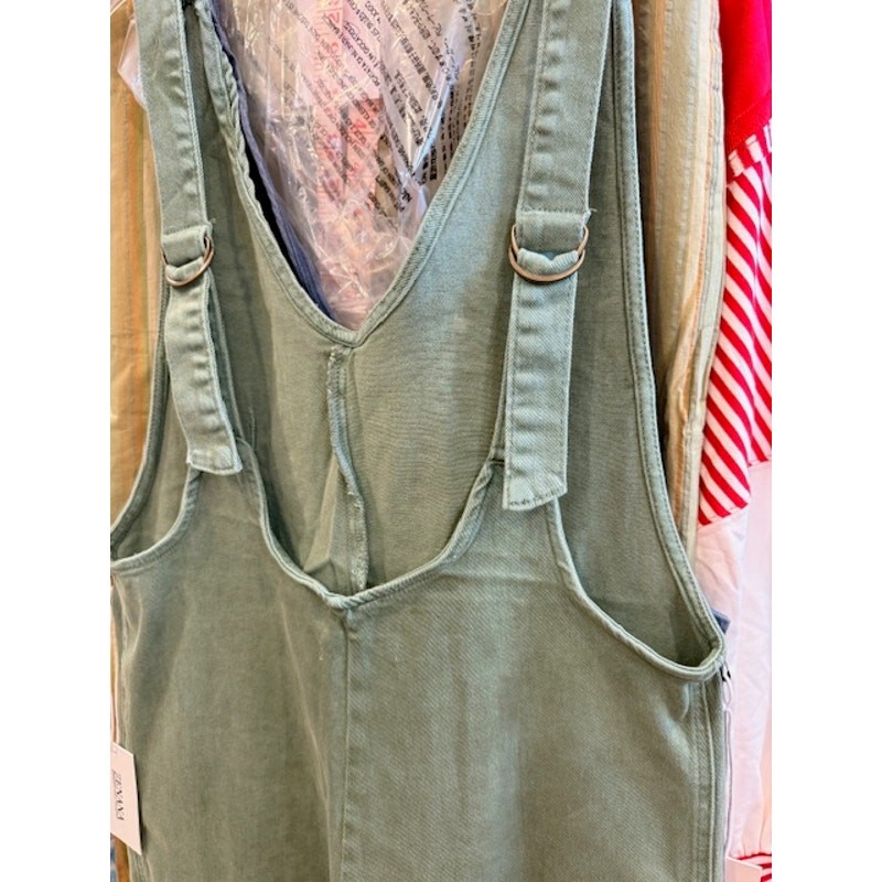 Zenana - Denim Overalls with Adjustable Strap Jumpsuit (Olive) - Small - Image 6