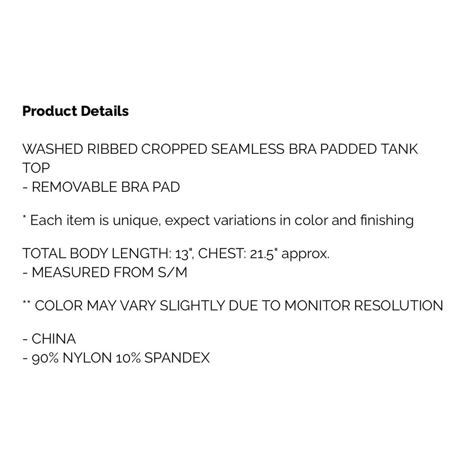 Zenana - Washed Ribbed Seamless Padded Brami - CORAL - S/M - Image 3