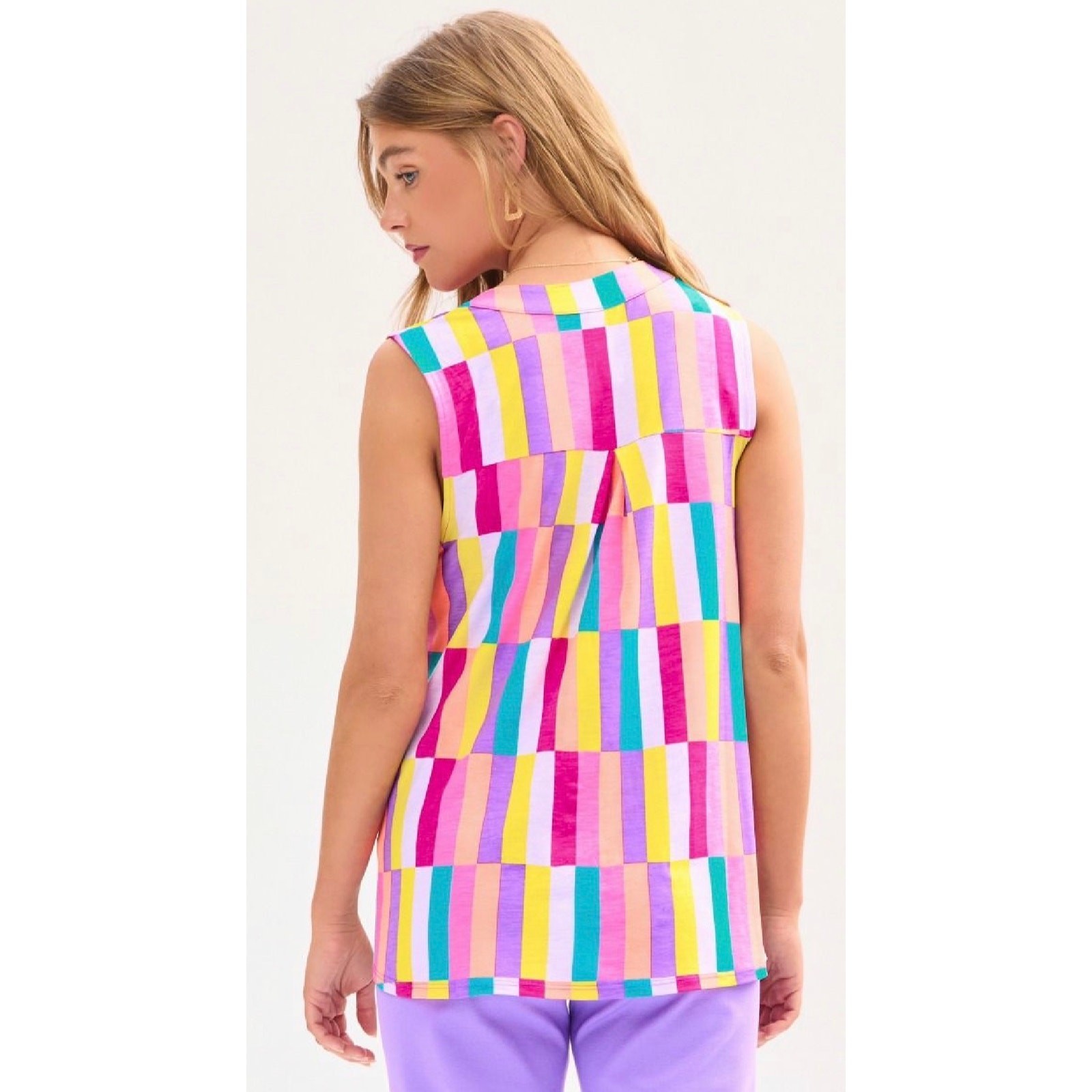 Dear Scarlett - Colorblock Lizzy Sleeveless Blouse - Medium - Image 3