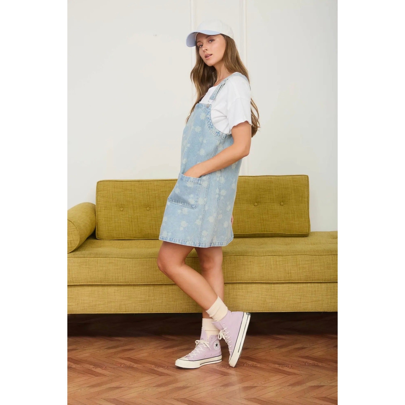 J.O.A. Los Angeles - Dandelion Washed Denim Overall Mini Dress - Medium - Image 5