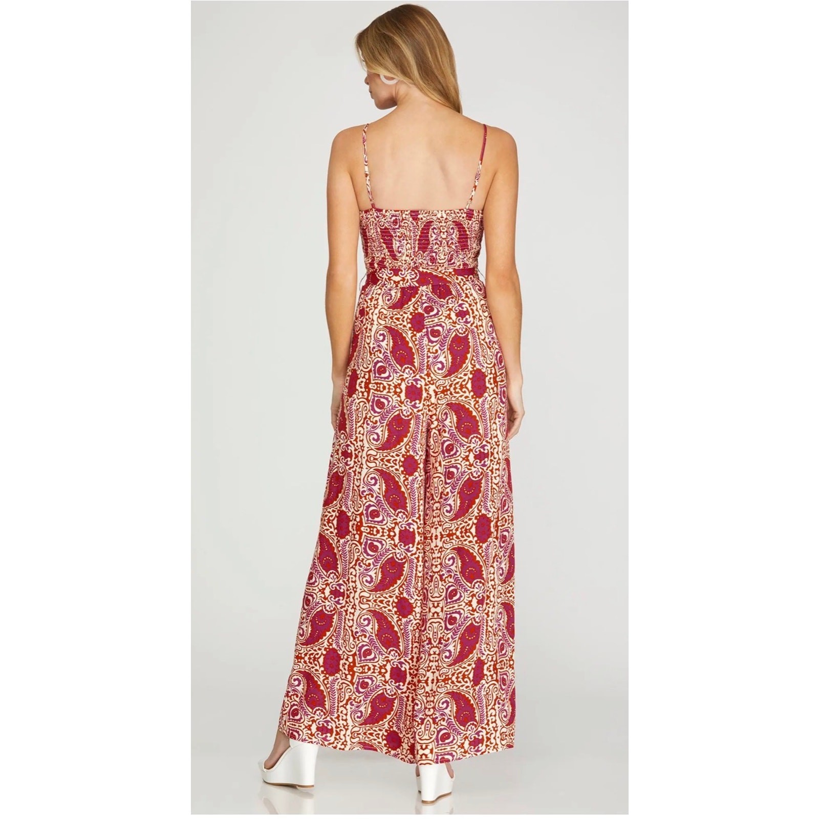 She + Sky - Smocked Tube Jumpsuit w/Waist Tie - Medium - Image 5