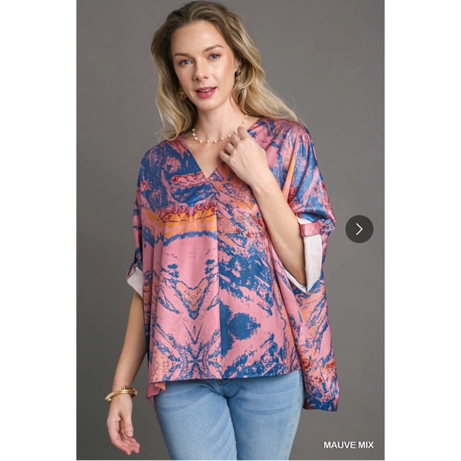 UMGEE - Marble Print Batwing Top with High Low Hem - Large - Image 3