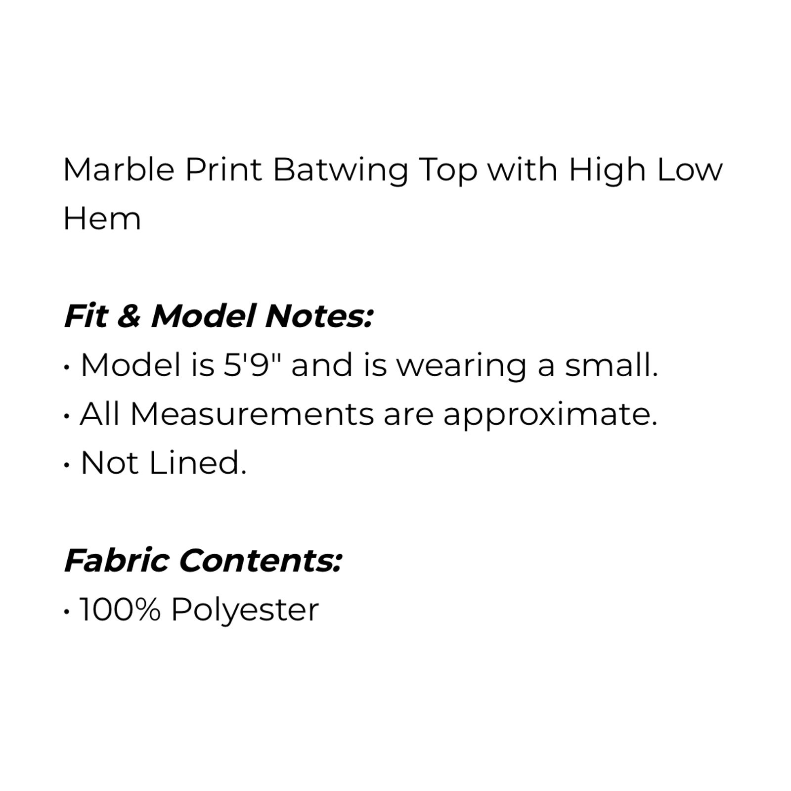 UMGEE - Marble Print Batwing Top with High Low Hem - Large - Image 6