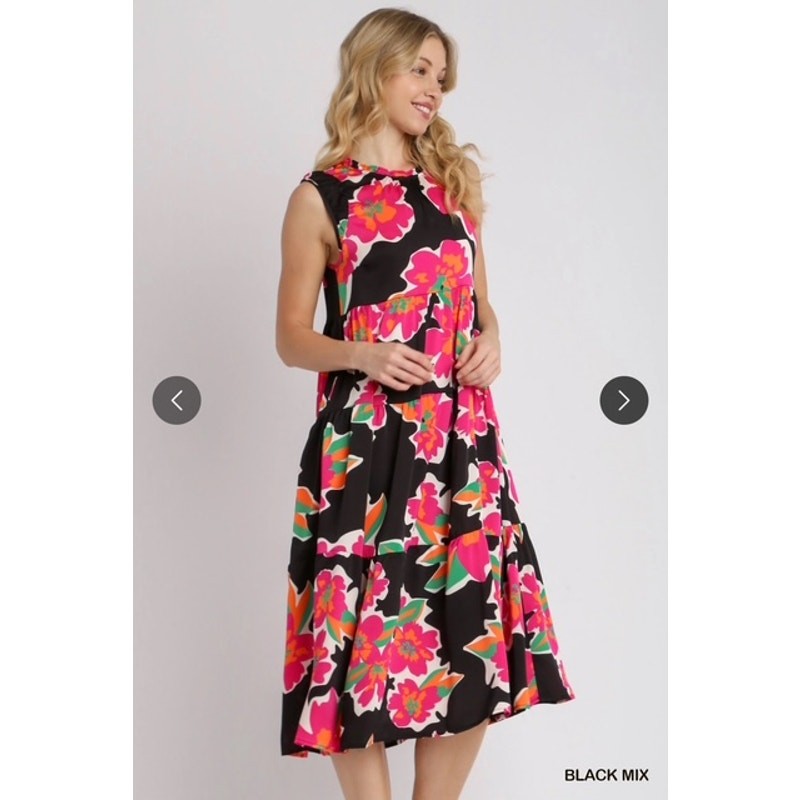 UMGEE - Sleeveless Tiered Maxi Floral Print Dress - Small - Image 3