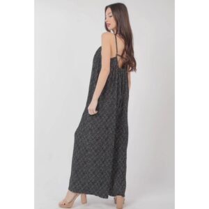 VERY J - Black with White Dots Pleated Wide Leg Jumpsuit w/Pockets - Small
