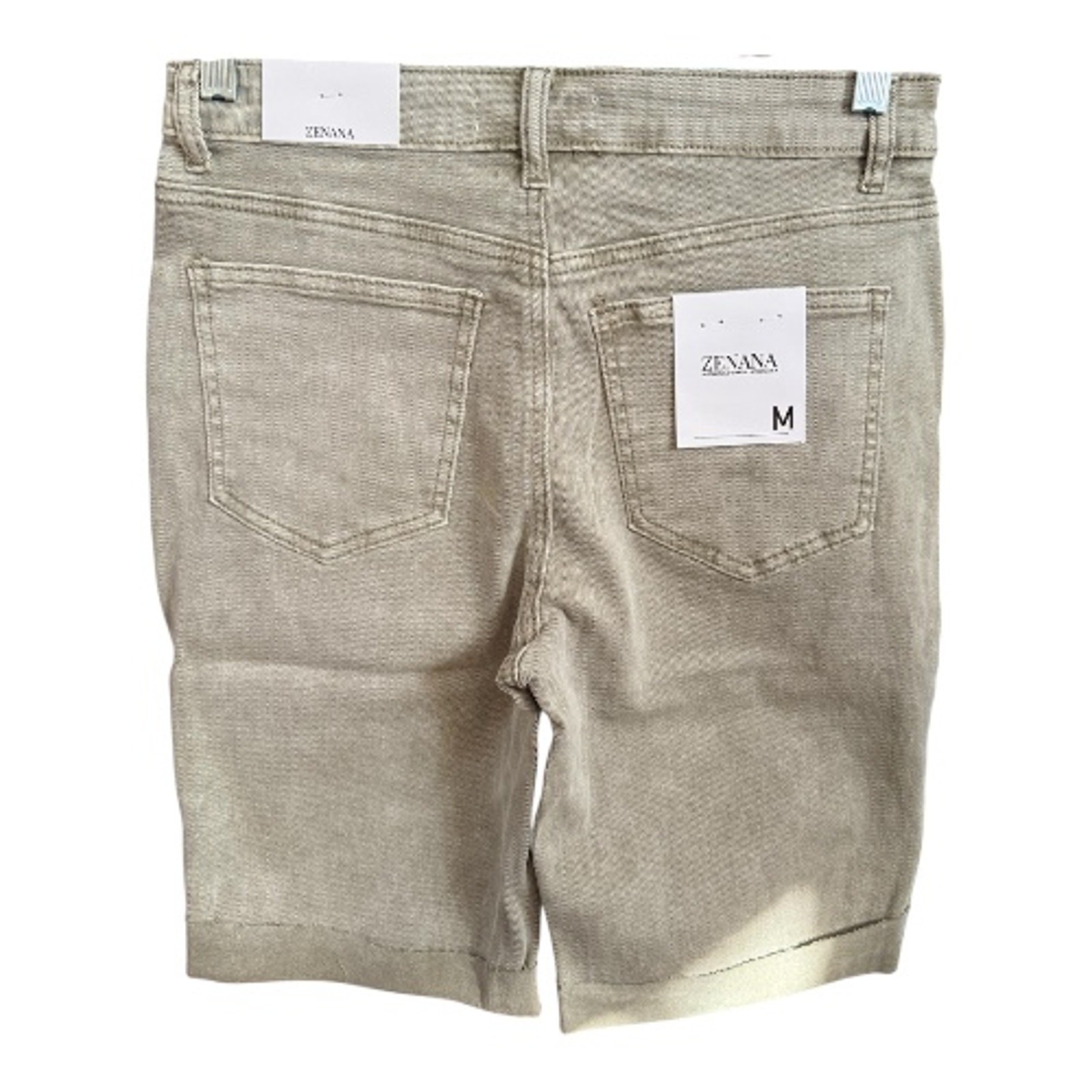 Zenana - Bermuda Jean Shorts Olive Green - Small - Image 3