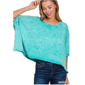 Zenana - Premium Cotton Crinkle Wash Oversized Tee - One Size