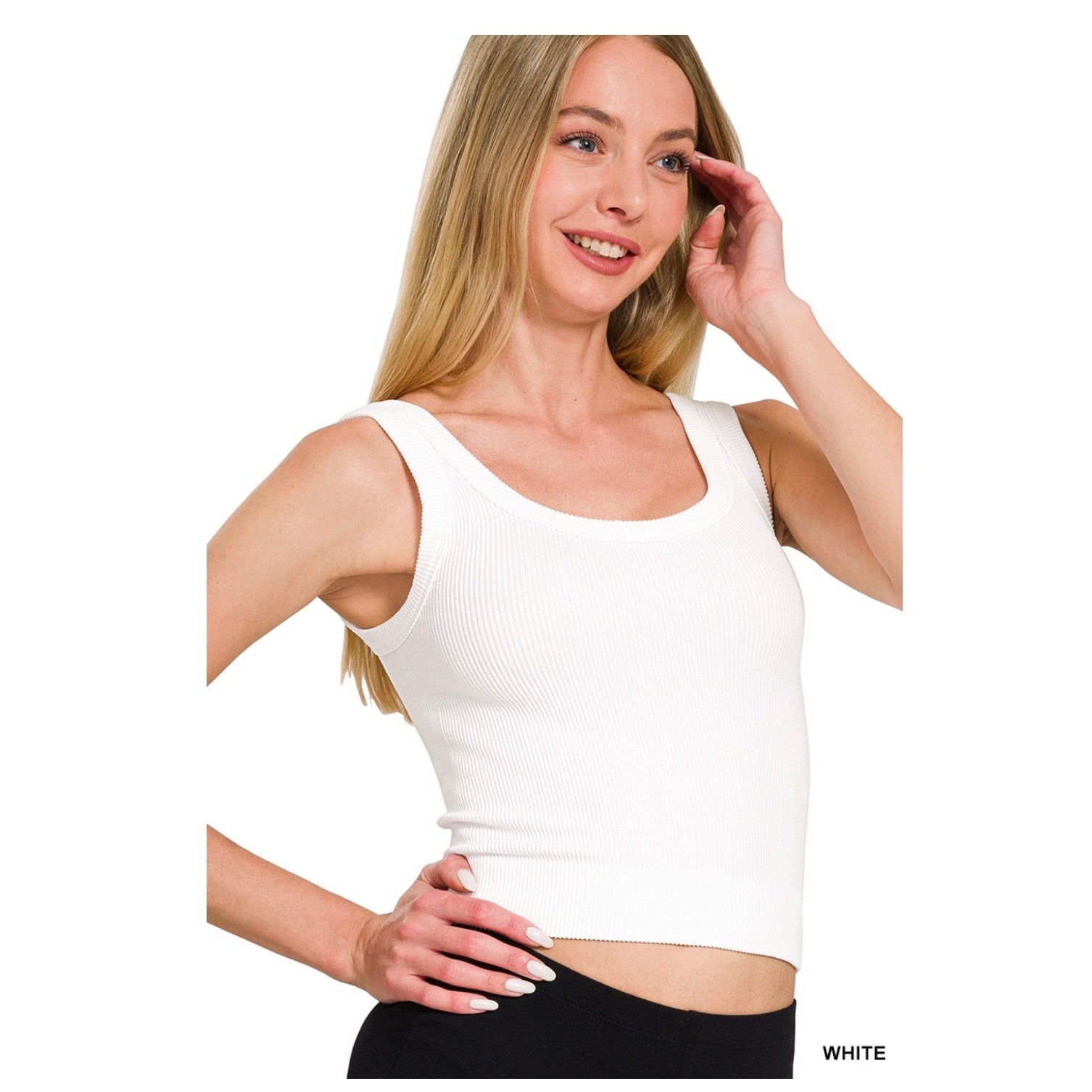 Zenana - Seamless Ribbed Cropped Tank Top - S/M