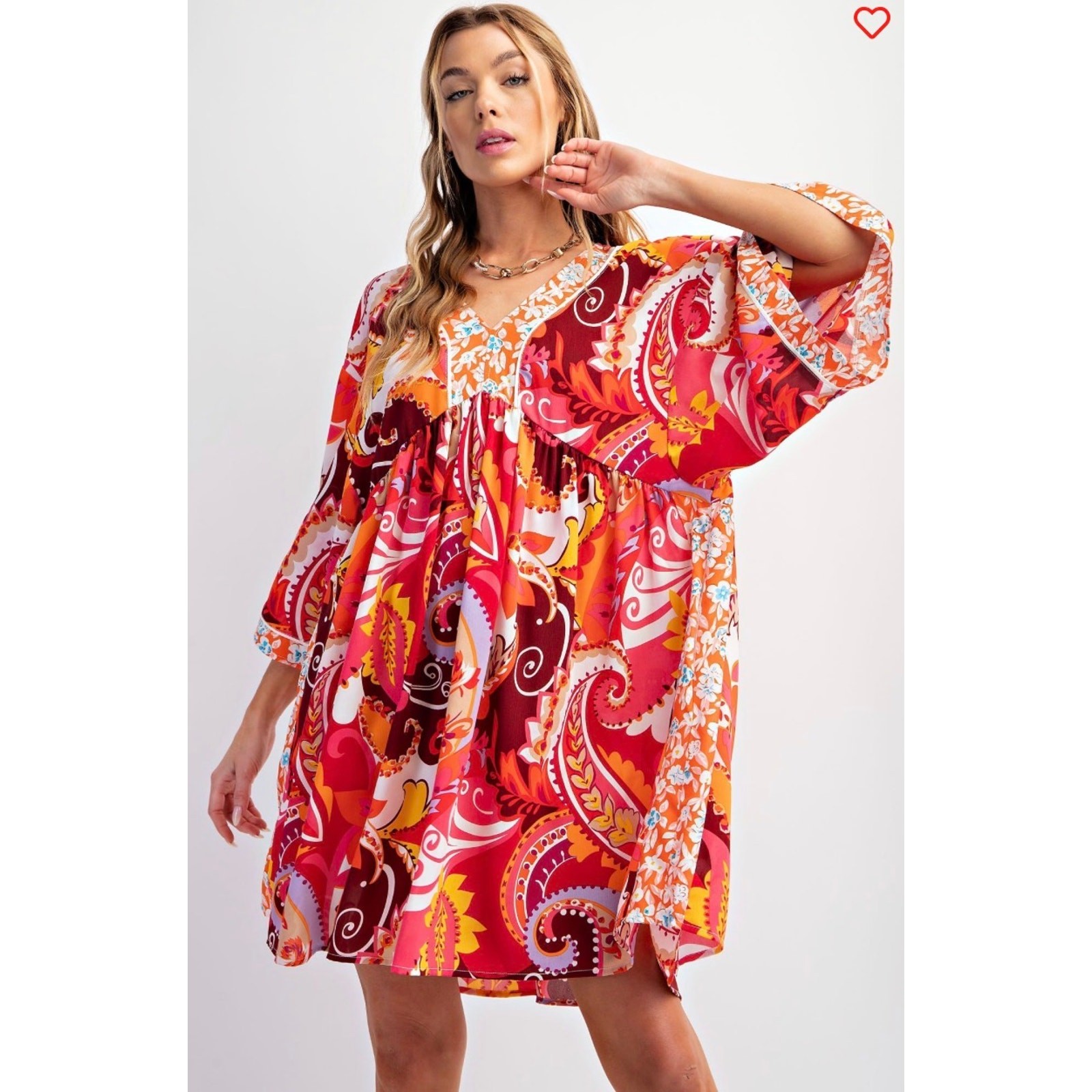 Easel - Printed Dobby Babydoll Dress - Medium - Image 3