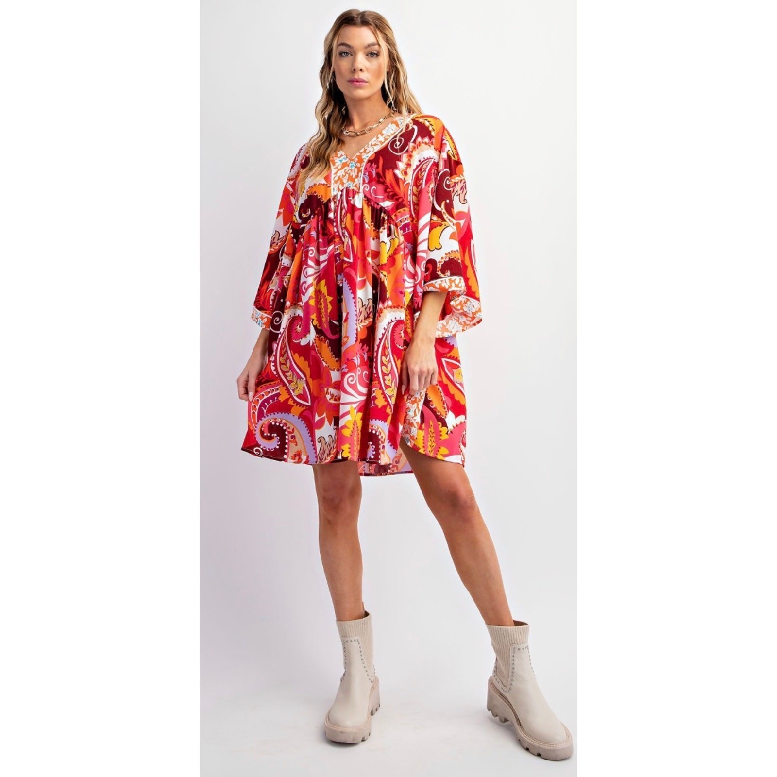 Easel - Printed Dobby Babydoll Dress - Medium - Image 4