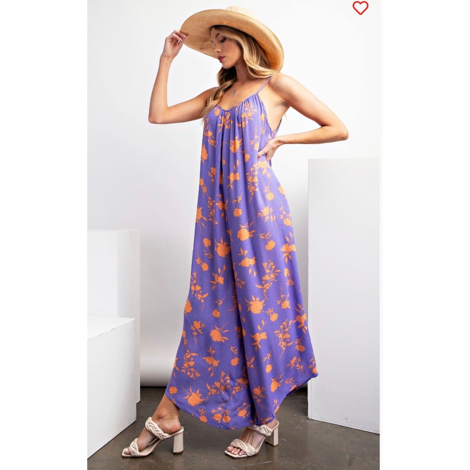Easel - Printed Rayon Gauze Cami Jumpsuit - Medium - Image 3