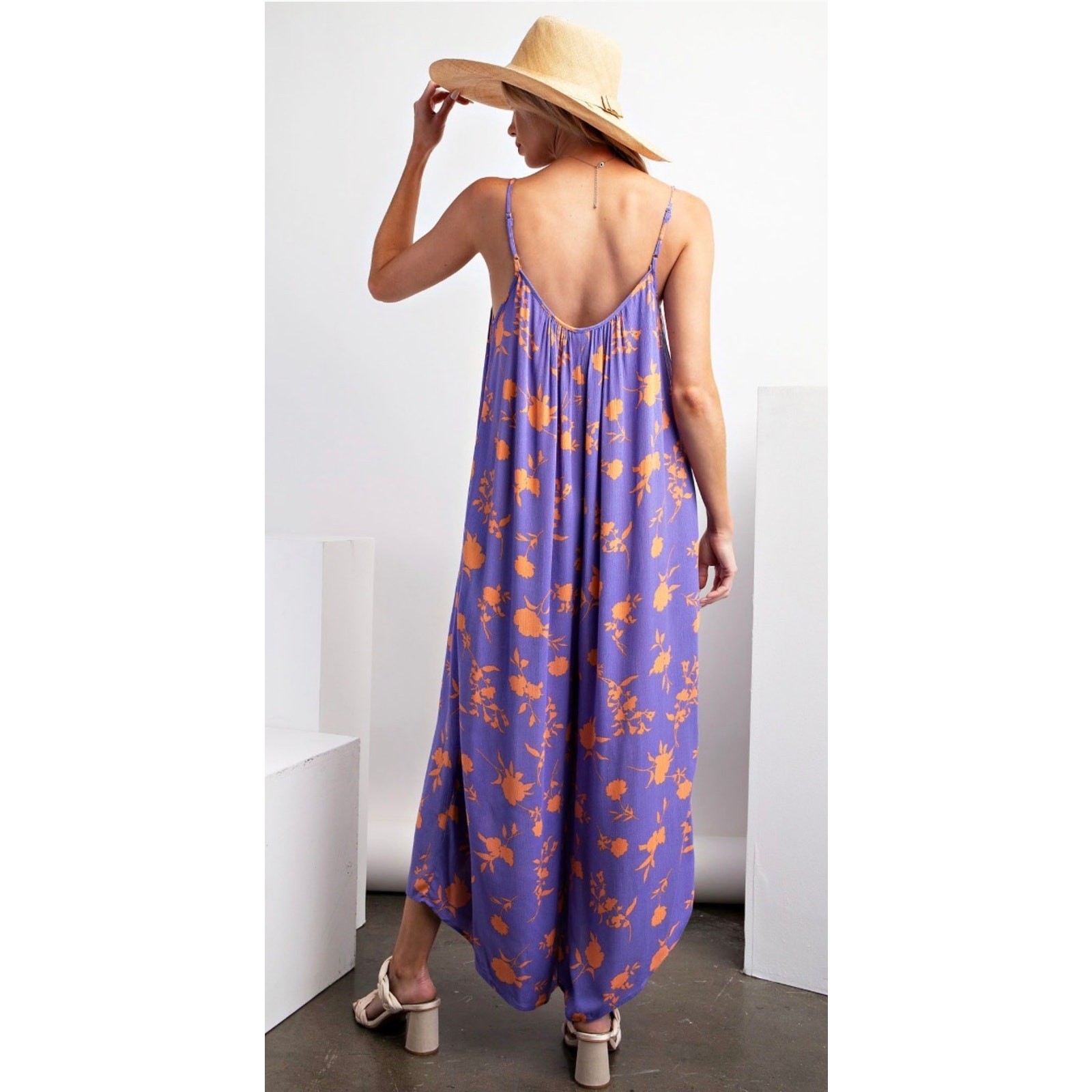 Easel - Printed Rayon Gauze Cami Jumpsuit - Medium - Image 4