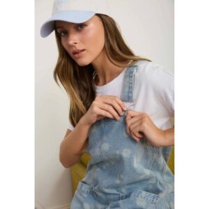 J.O.A. Los Angeles - Dandelion Washed Denim Overall Mini Dress - Large