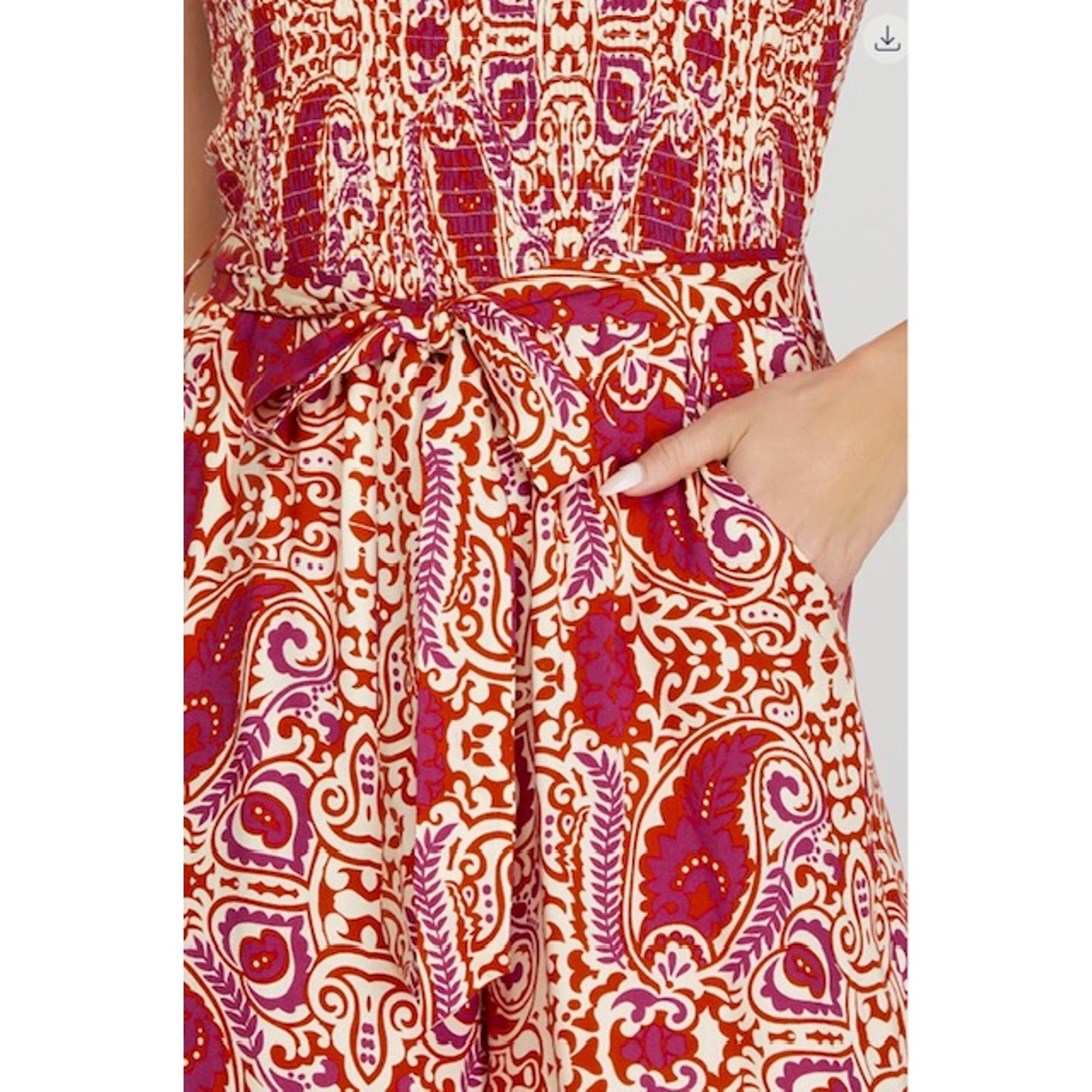 She + Sky - Smocked Tube Jumpsuit w/Waist Tie - Large - Image 6