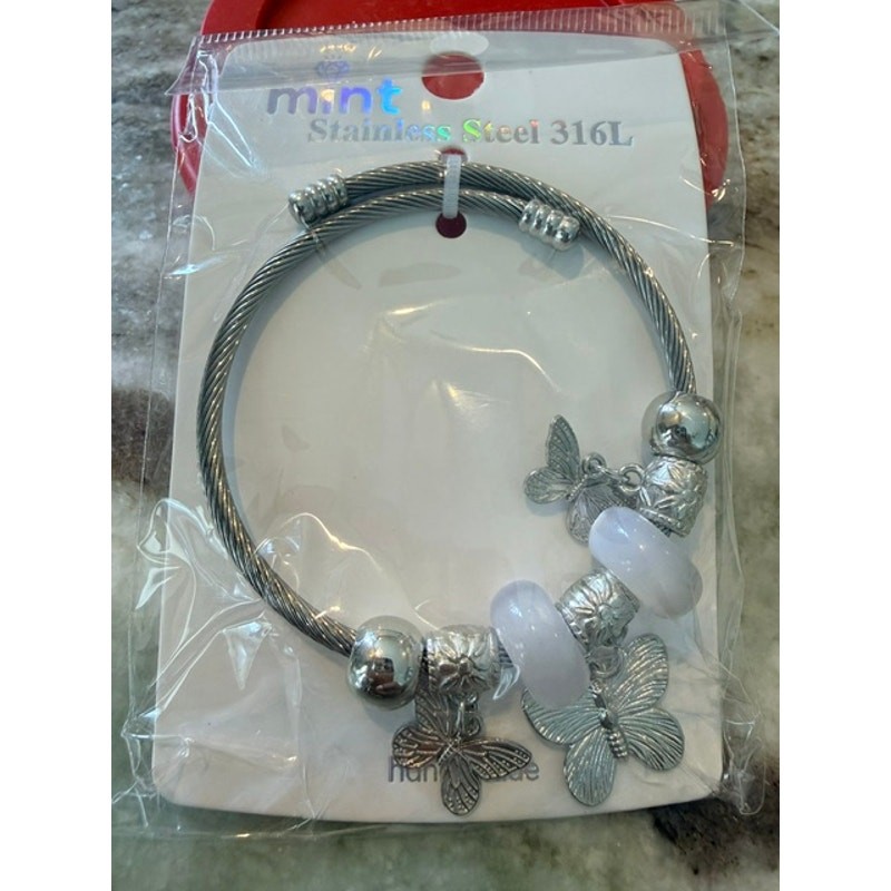 The "Aruba" Flutter Charm Bracelet - Stainless Steel and Adjustable