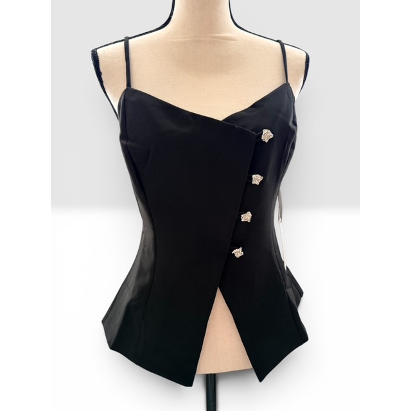 Milk & Honey - Asymmetrical Button Down Spaghetti Strap w/Side Zip Top - Medium - Image 3