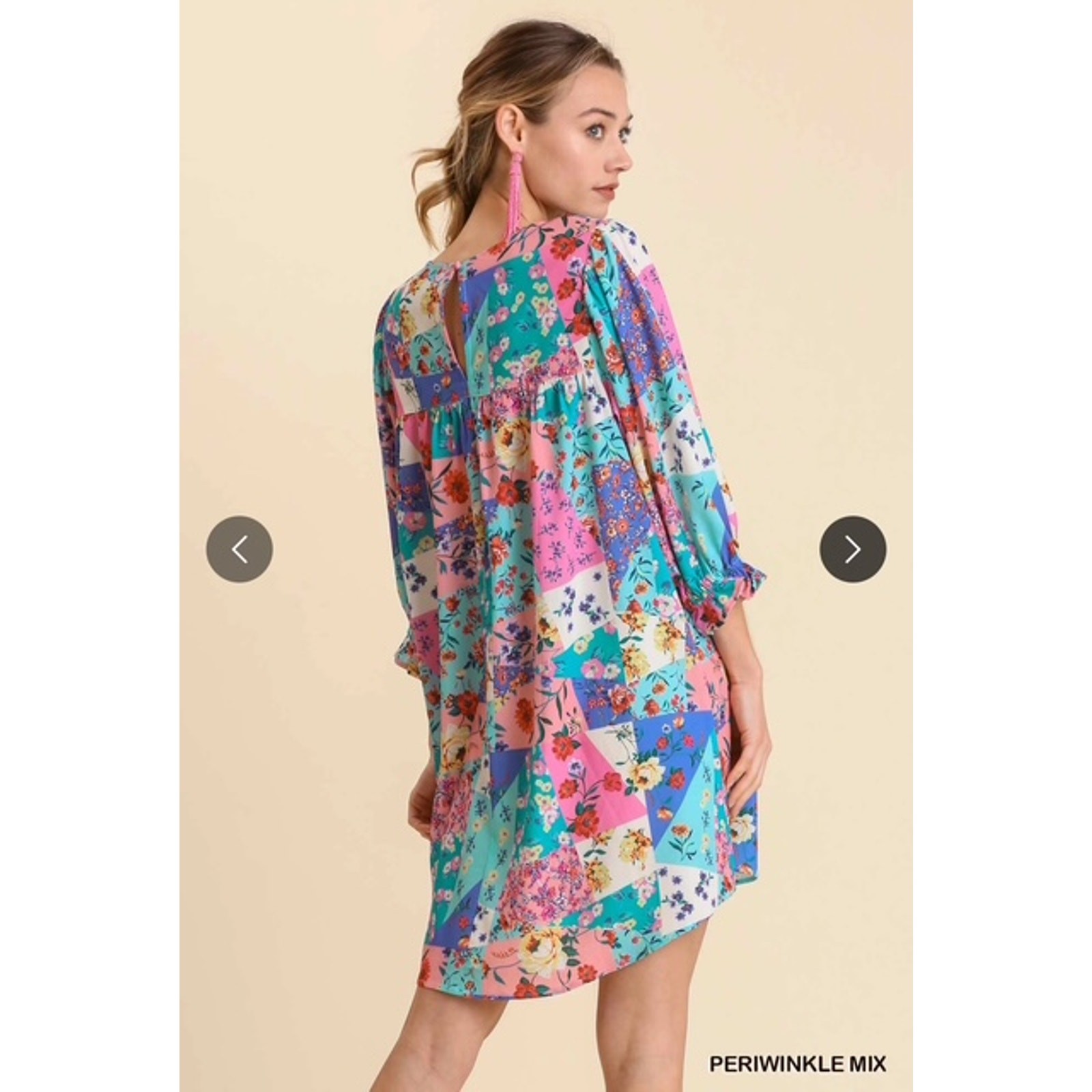 UMGEE - Mixed Print Crochet Trim Ruffle Sleeves Dress - Medium - Image 5