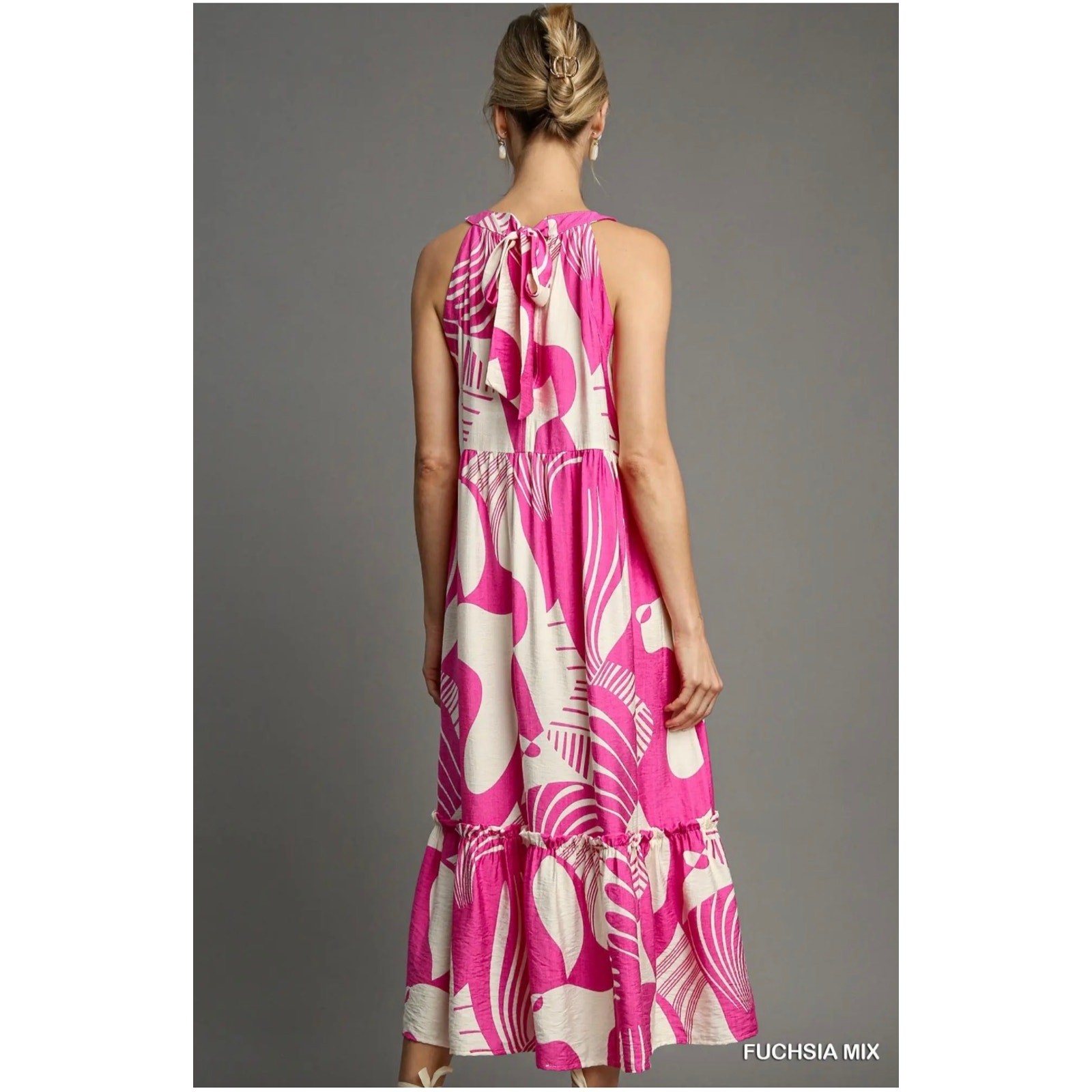 Umgee - Two-Tone Abstract Print Midi Dress - Medium - Image 5
