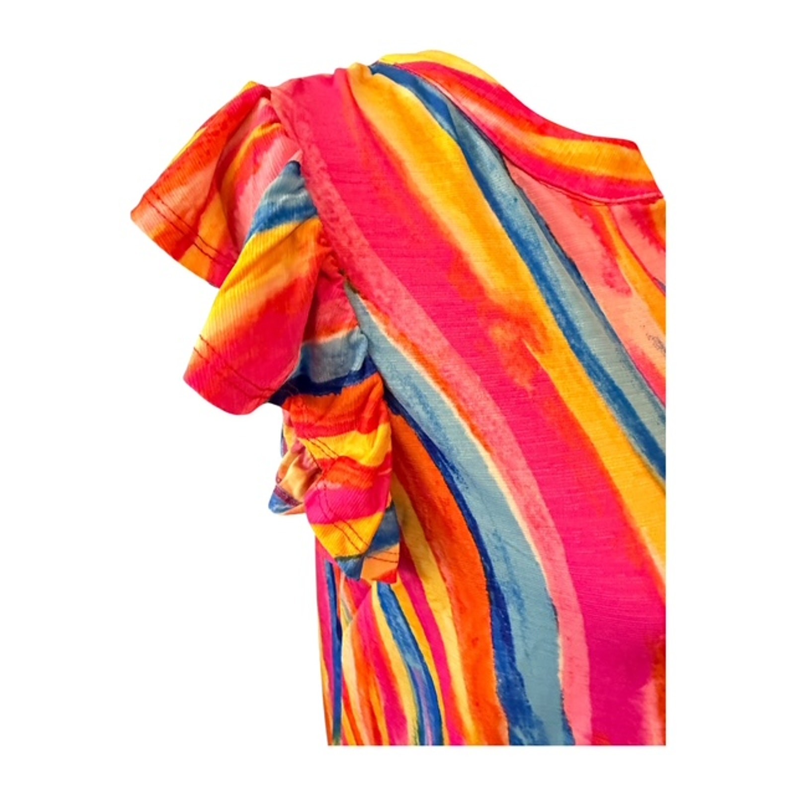 Dear Scarlett - Colorful Flutter Sleeve Lizzy Top - Medium - Image 4