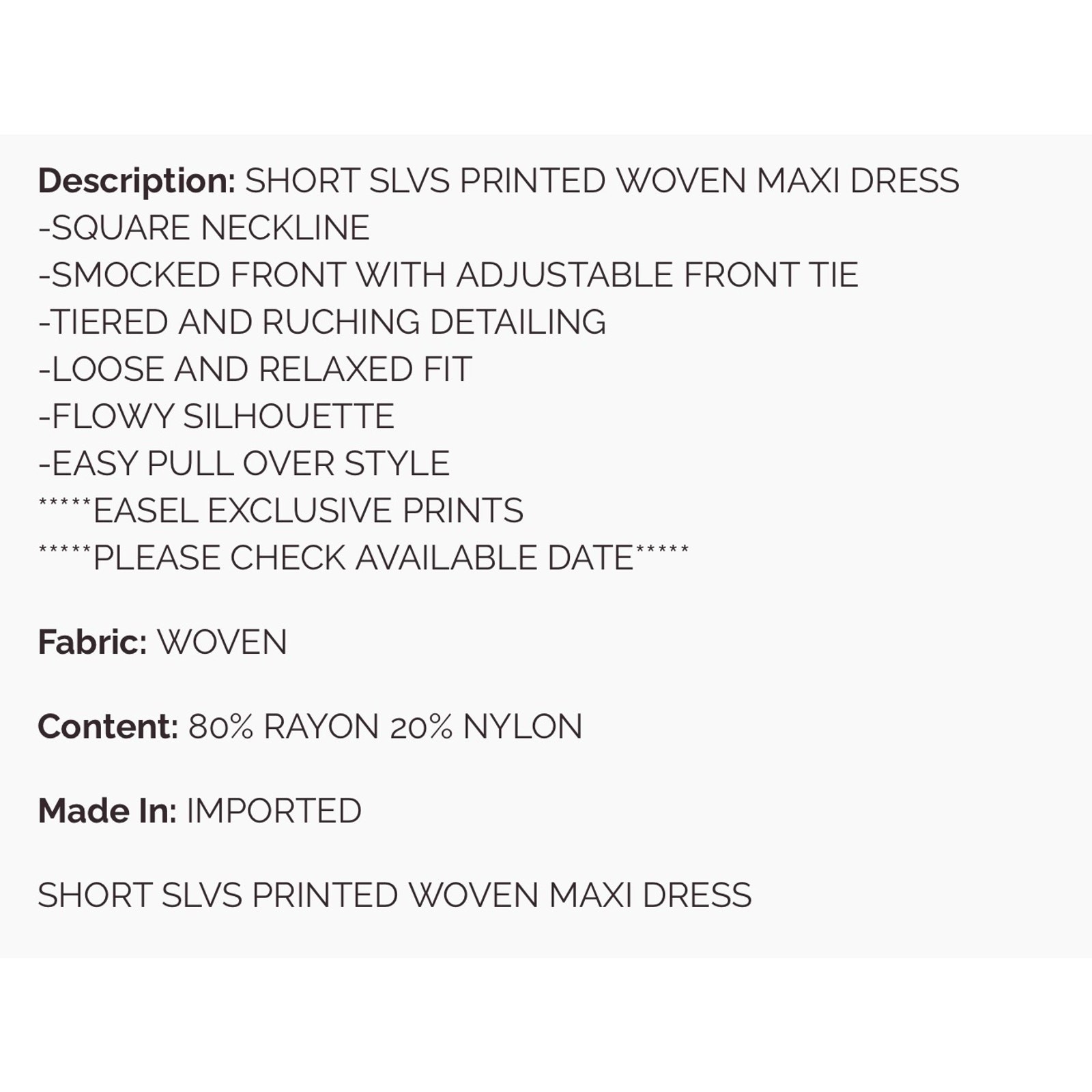 Easel - Short Sleeve Printed Woven Dress - Medium - Image 4