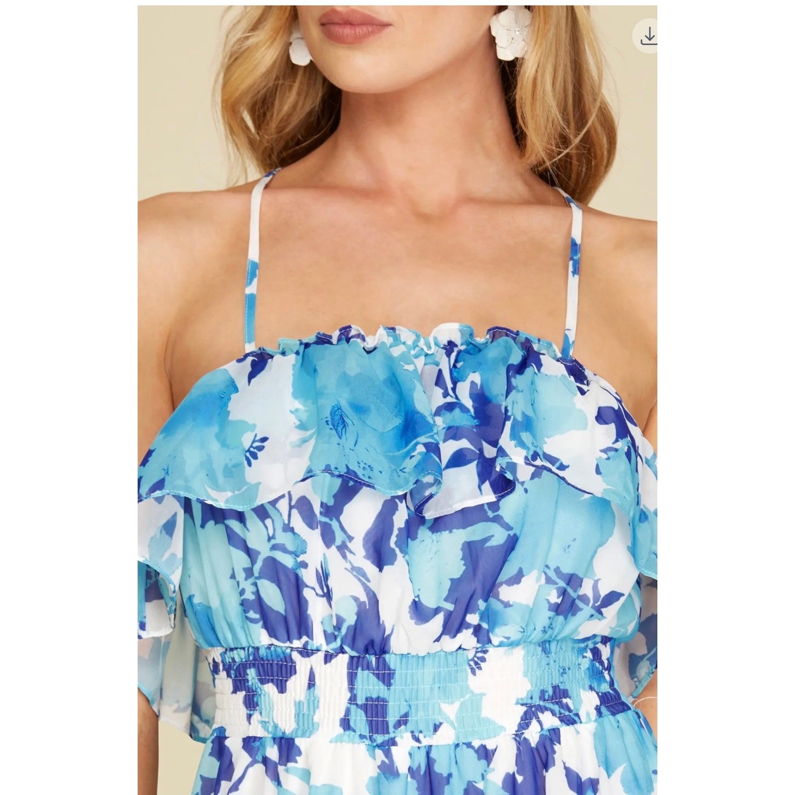 She + Sky - Ruffled Tube Floral Maxi Dress - Medium - Image 4