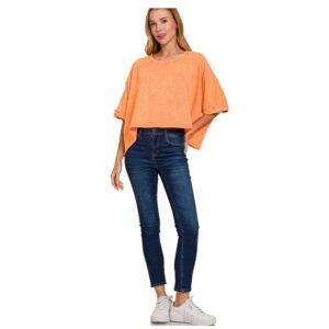 Zenana - Premium Cotton Crinkle Wash Oversized Tee - One Size