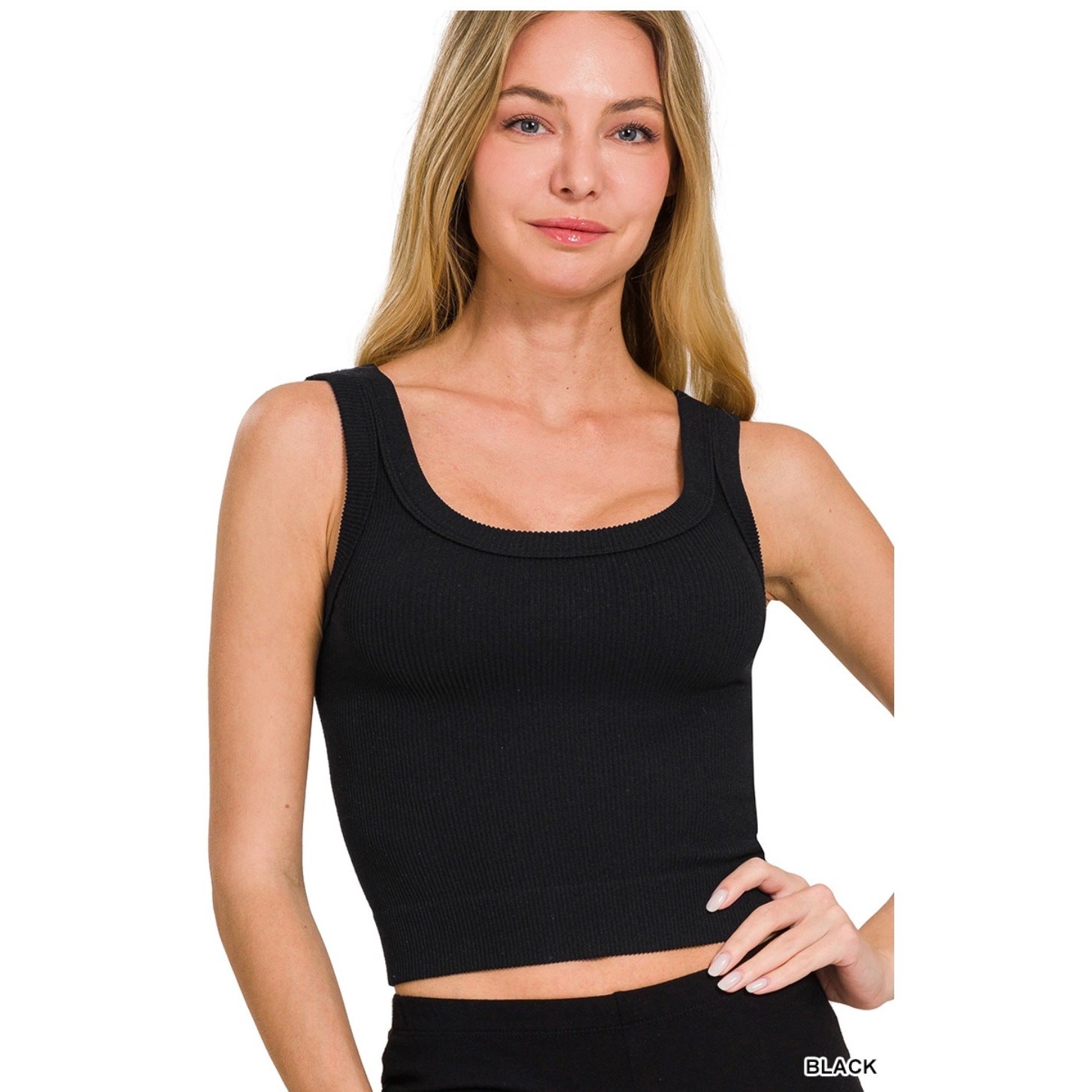 Zenana - Seamless Ribbed Cropped Tank Top - S/M - Image 3