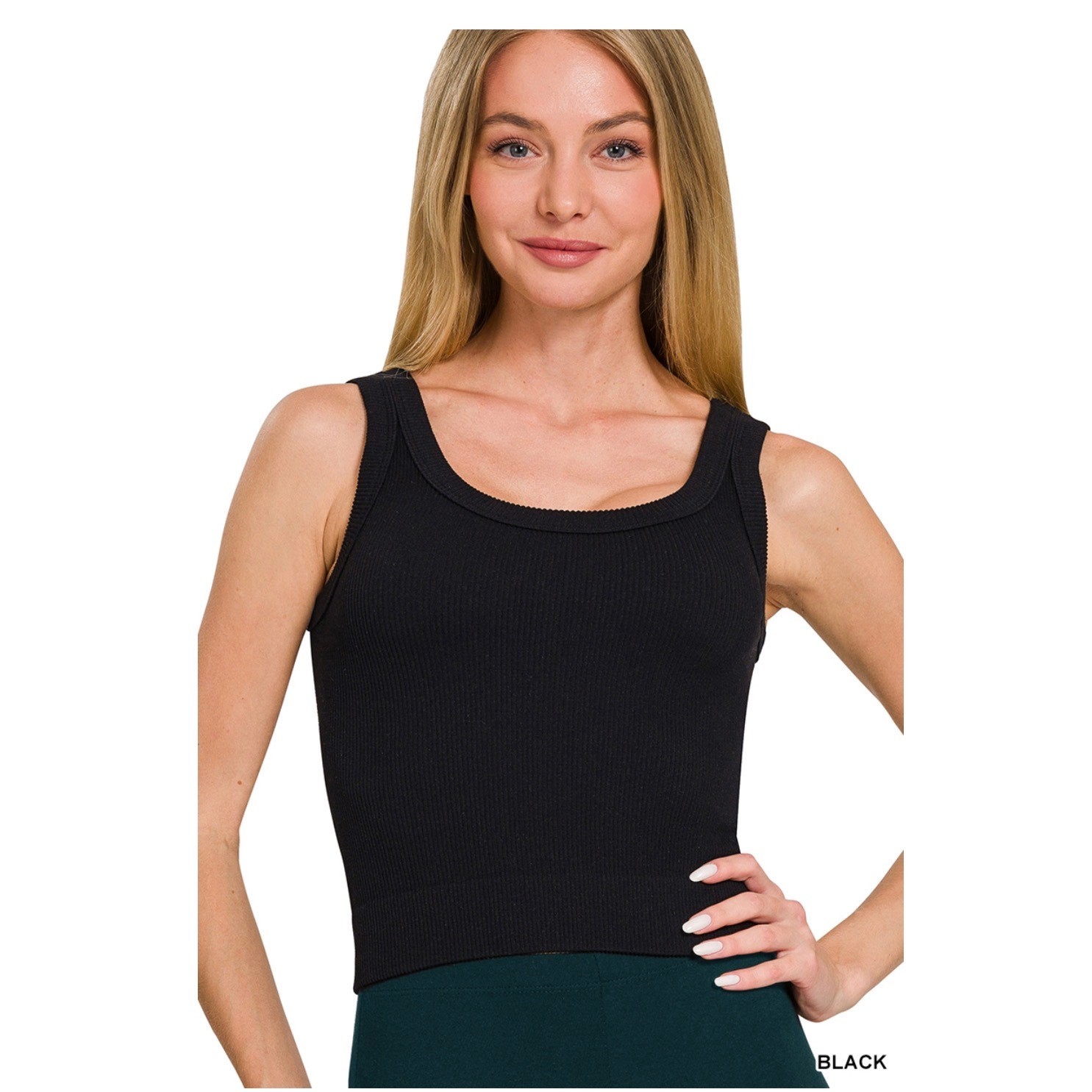 Zenana - Seamless Ribbed Cropped Tank Top - S/M