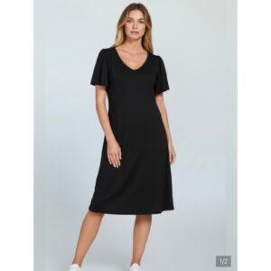 Zenana - V-Neck Short Sleeve Dress - Small