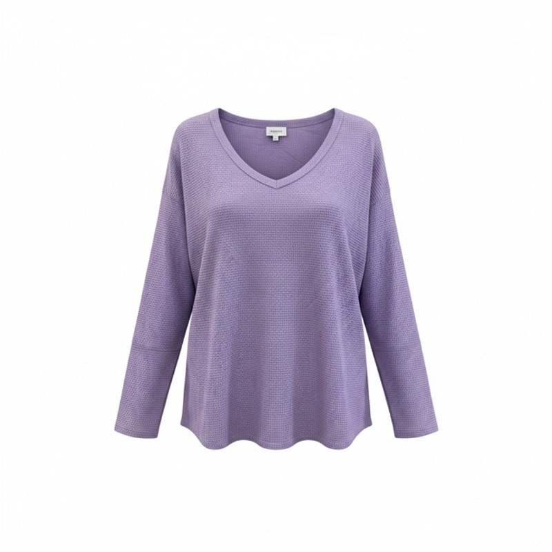 Andree by UNIT - Lavender Waffle Long Sleeve Top - 1X - Image 3