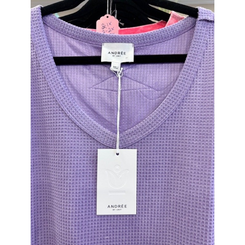 Andree by UNIT - Lavender Waffle Long Sleeve Top - 1X - Image 5