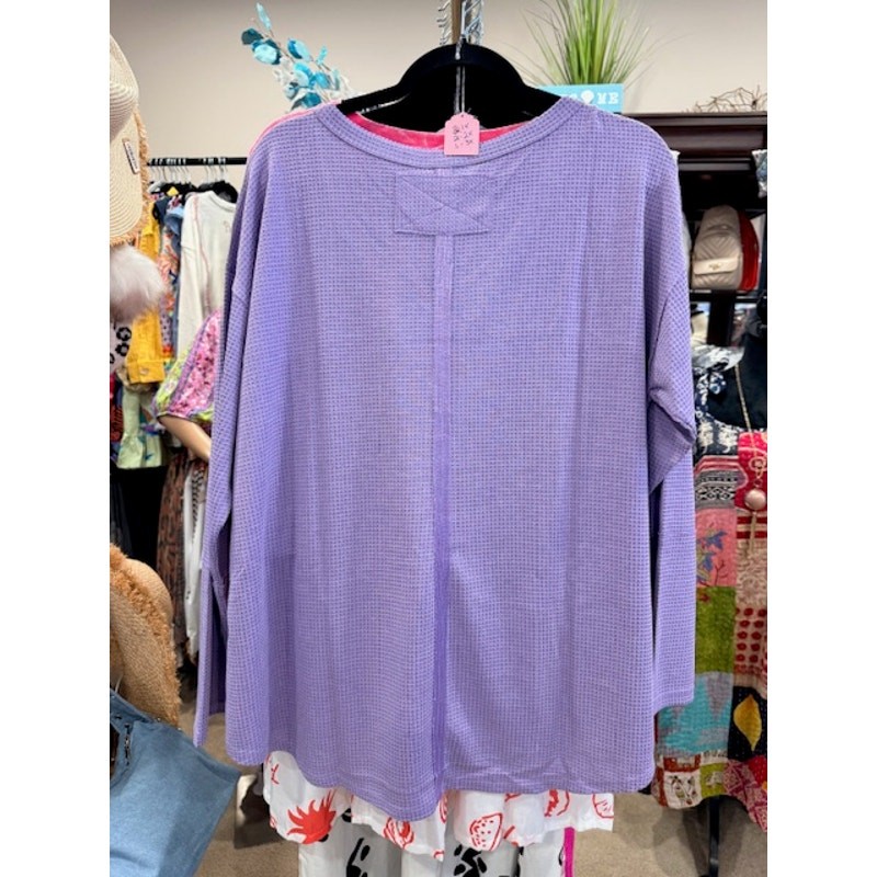 Andree by UNIT - Lavender Waffle Long Sleeve Top - 1X - Image 6