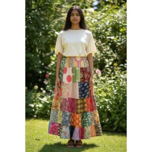 Magic Touch - Boho Patchwork Maxi Skirt - One Size