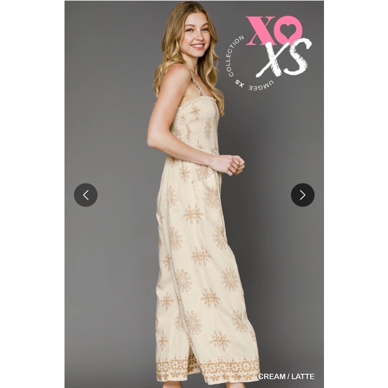 UMGEE - Boho Embroidered Smocked Jumpsuit - X Small - Image 4