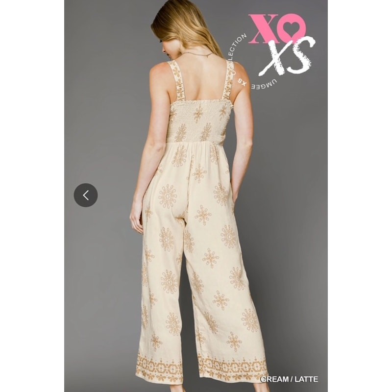 UMGEE - Boho Embroidered Smocked Jumpsuit - X Small - Image 6