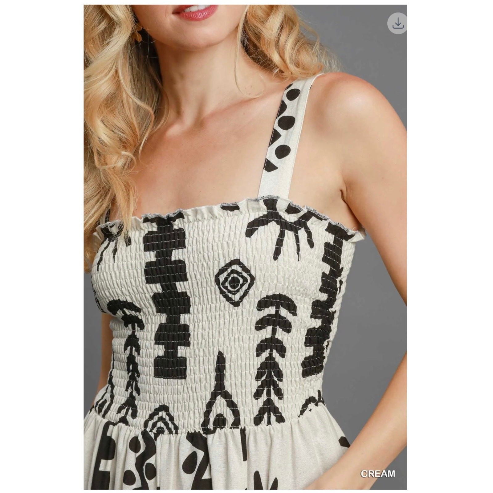 Umgee - Abstract Print Smocked Jumpsuit - Large - Image 5