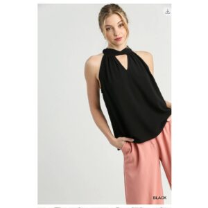 Umgee - Halter Tie Neck Layering Back Tie Top - Large