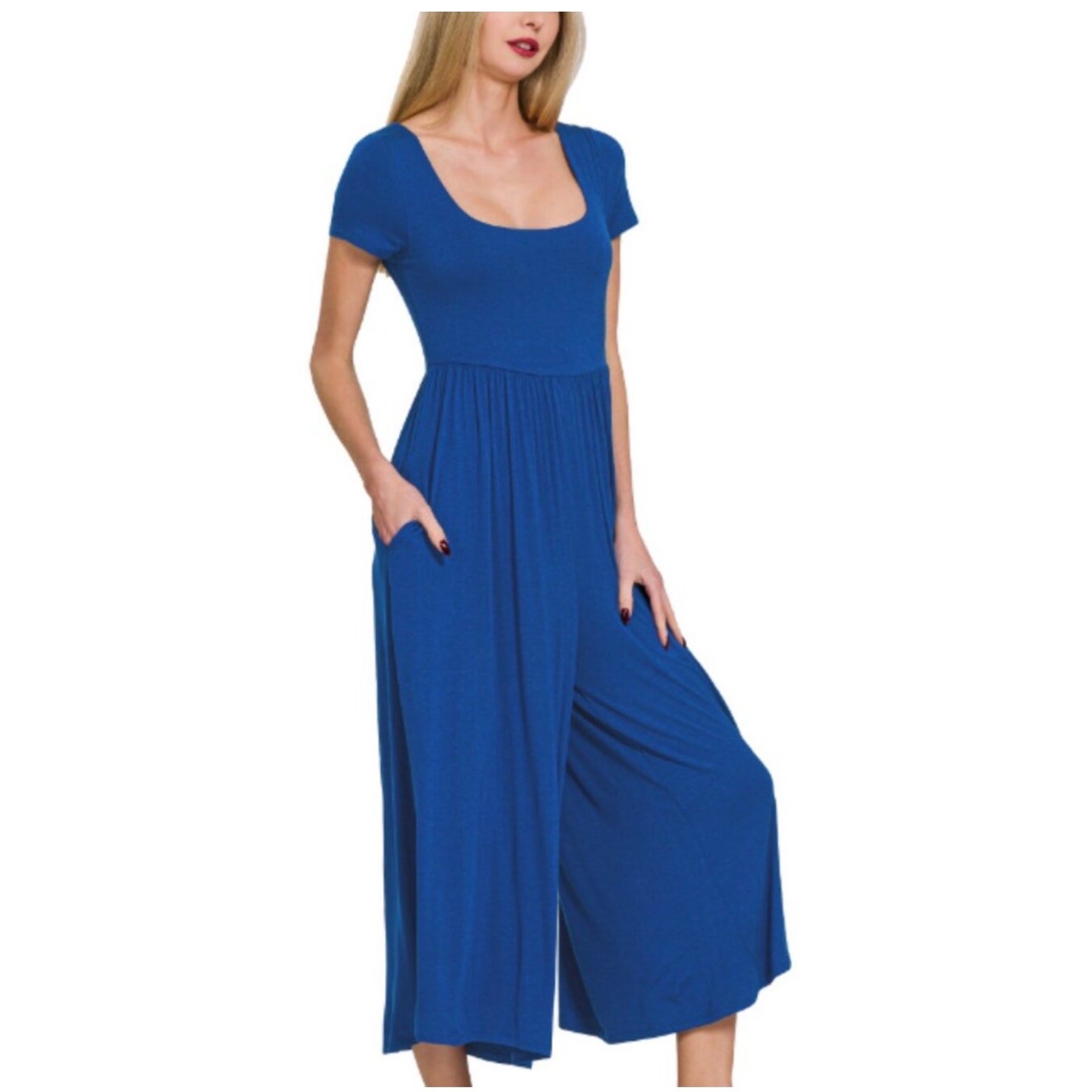 Zenana - Double Layered Short Sleeve Jumpsuit - Large - Image 3