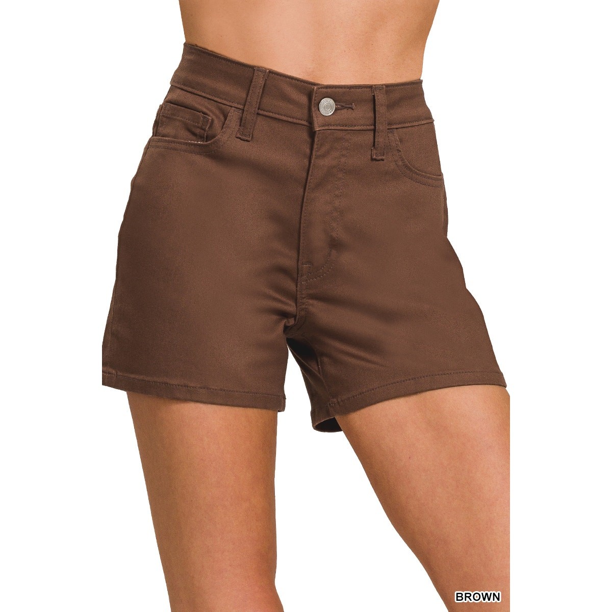 Zenana - High Rise Jean Stretch Shorts - Small